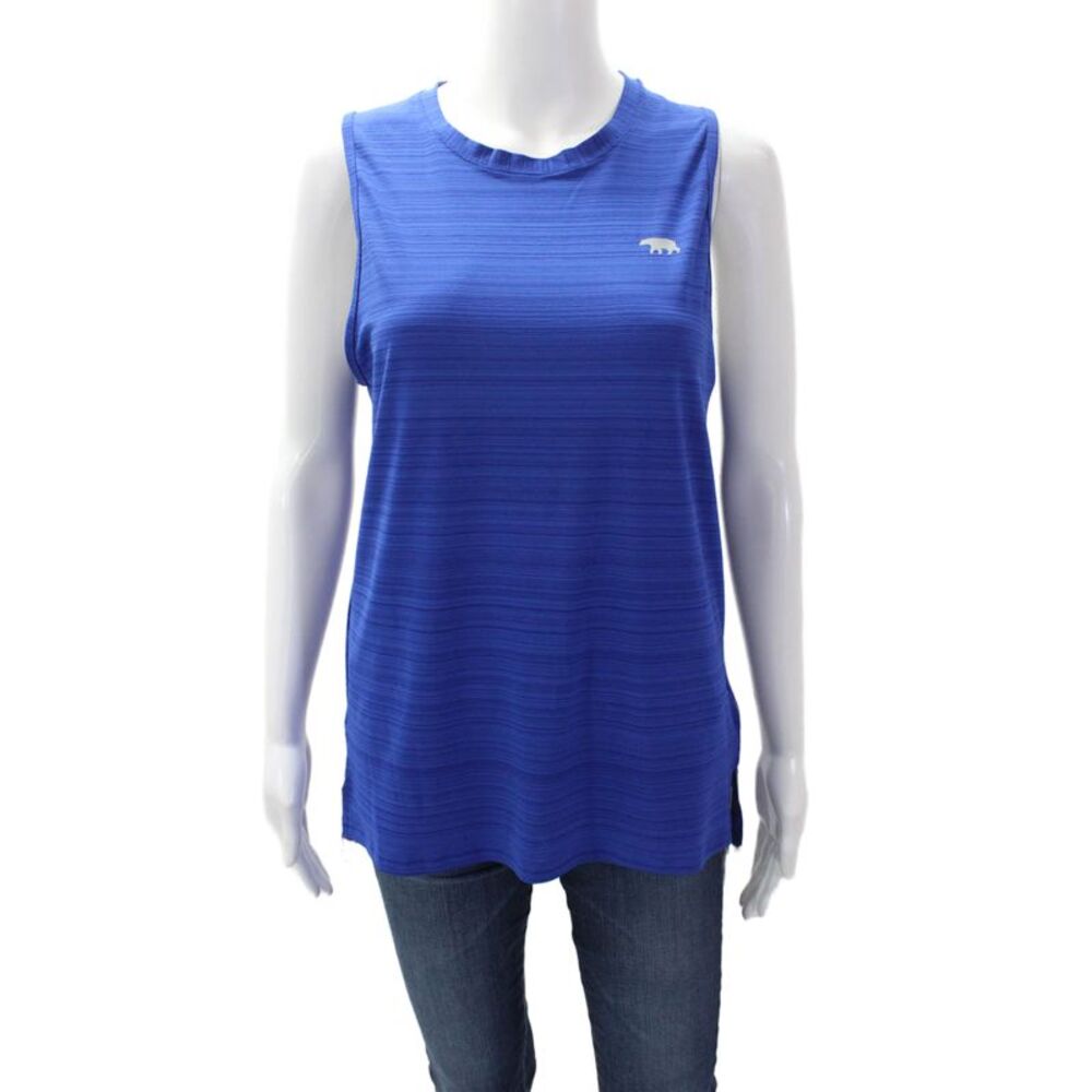 Running Bare Women's Round Neck Cut-Out Sleeveless Athletic Tank Top Blue Size S